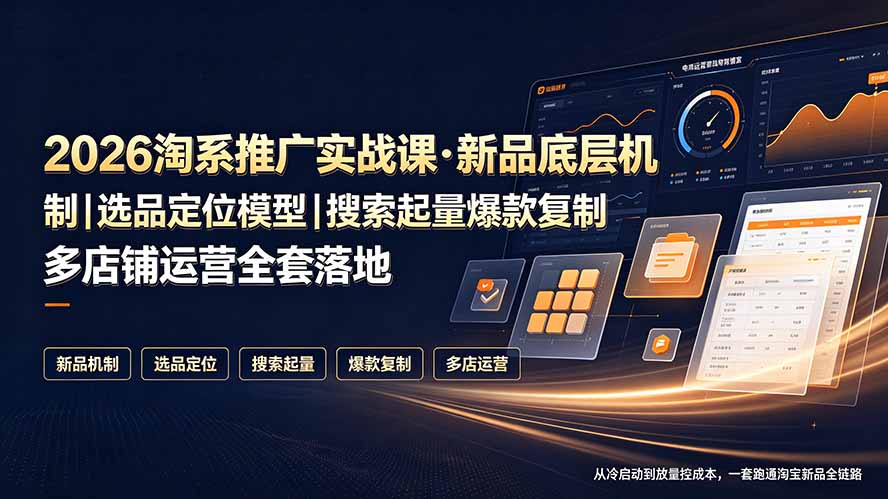 2026淘系推广实战课·新品底层机制｜选品定位模型｜搜索起量爆款复制多店铺运营全套落地教程-泱泱学习社