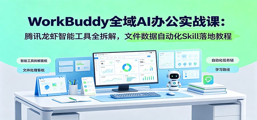 WorkBuddy全域AI办公实战课:腾讯龙虾智能工具全拆解,文件数据自动化Skill落地教程-泱泱学习社