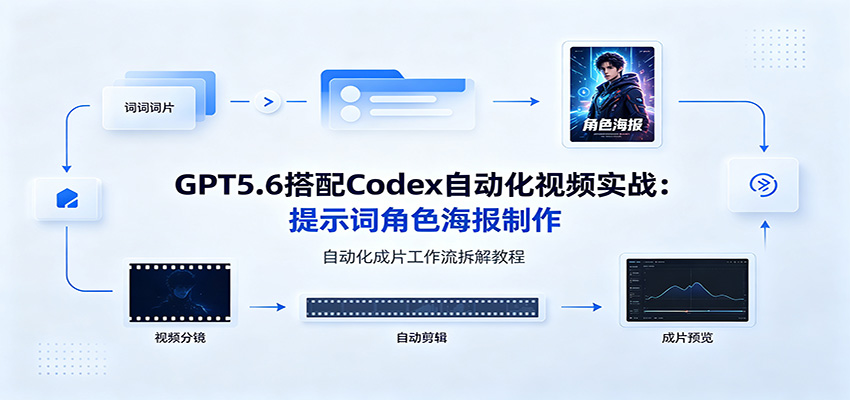 GPT5.6搭配Codex自动化视频实战:提示词角色海报制作,自动化成片工作流拆解教程-泱泱学习社