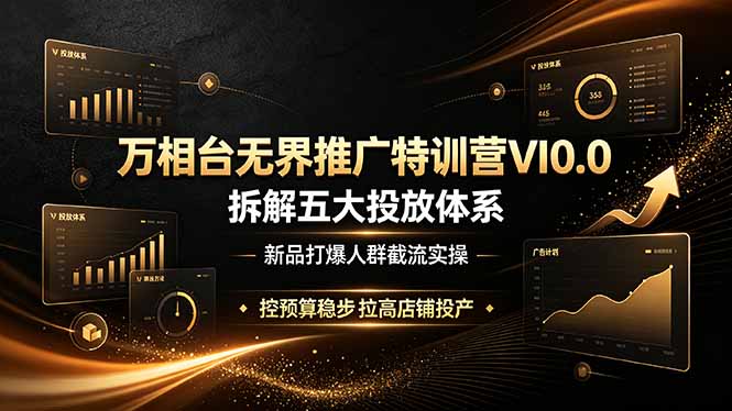 万相台无界推广特训营VI0.0，拆解五大投放体系，新品打爆人群截流实操，控预算稳步拉高店铺投产-泱泱学习社