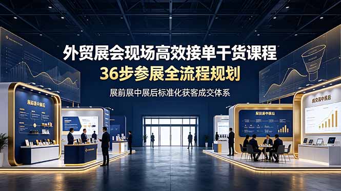 外贸展会现场高效接单干货课程,36步参展全流程规划,展前展中展后标准化获客成交体系-泱泱学习社