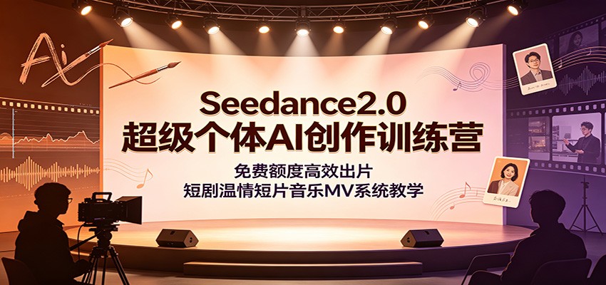 Seedance2.0超级个体AI创作训练营：免费额度高效出片，短剧温情短片音乐MV系统教学-泱泱学习社