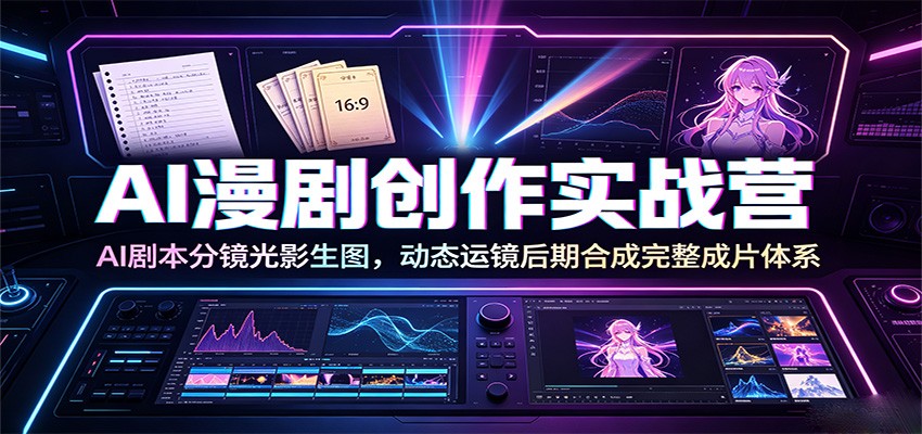 AI漫剧创作实战营：AI剧本分镜光影生图，动态运镜后期合成完整成片体系-泱泱学习社