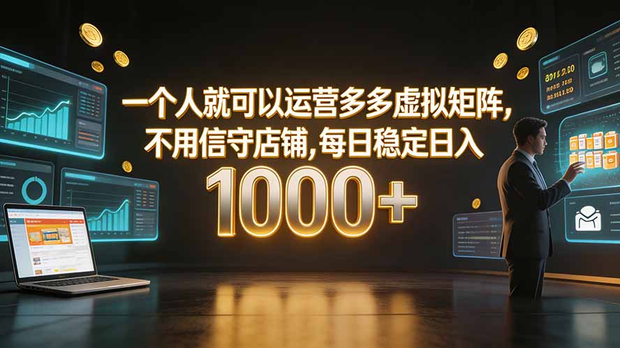 一个人就可以运营多多虚拟矩阵，不用值守店铺，每日稳定日入 1000+-泱泱学习社