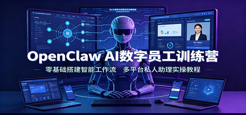OpenClaw AI数字员工训练营:零基础搭建智能工作流,多平台私人助理实操教程-泱泱学习社