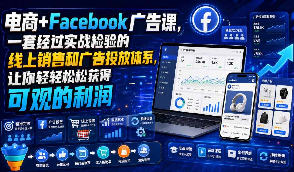 电商+Facebook广告课，一套经过实战检验的线上销售和广告投放体系，让你轻轻松松获得可观的利润【原创双语字幕】-泱泱学习社