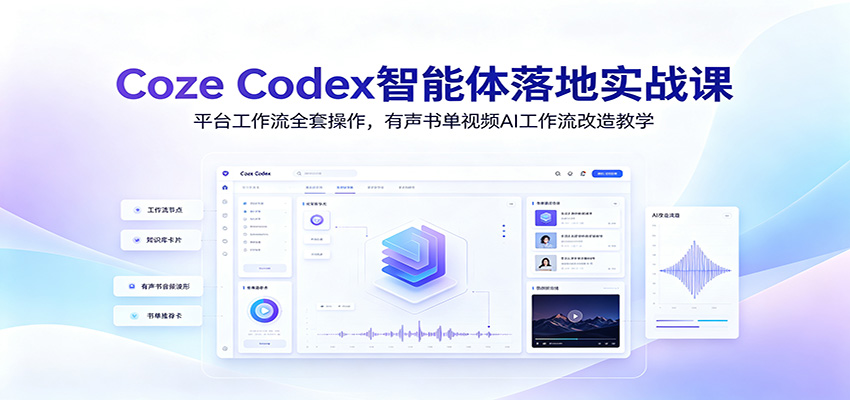 Coze Codex智能体落地实战课:平台工作流全套操作,有声书单视频AI工作流改造教学-泱泱学习社