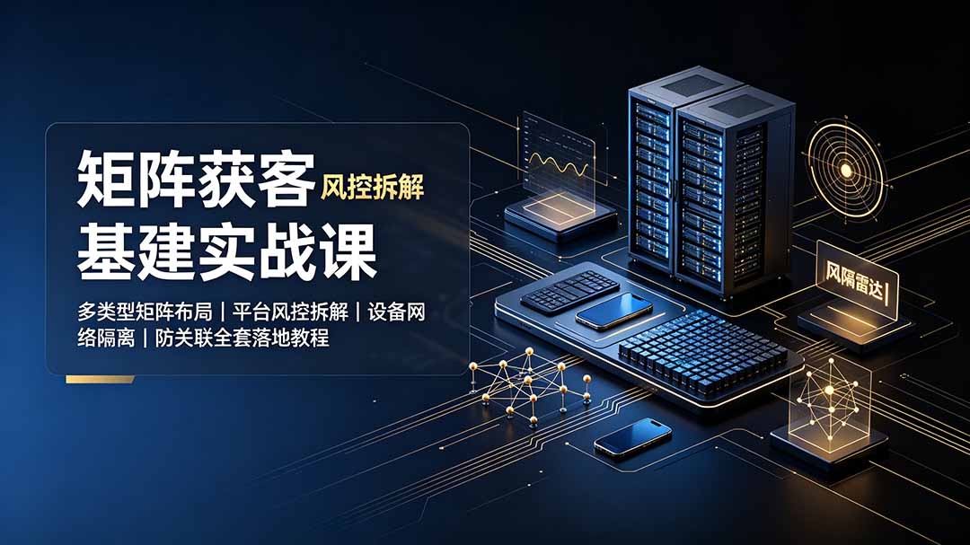 矩阵获客基建实战课：多类型矩阵布局｜平台风控拆解｜设备网络隔离｜防关联全套落地教程-泱泱学习社
