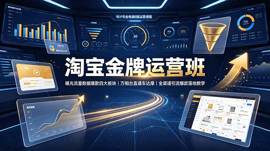 淘宝金牌运营班-7月:曝光流量数据爆款四大板块|万相台直通车达摩|全渠道引流爆款落地教学-泱泱学习社