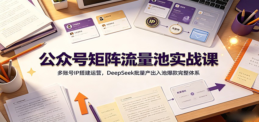 公众号矩阵流量池实战课：多账号IP搭建运营，DeepSeek批量产出入池爆款完整体系-泱泱学习社
