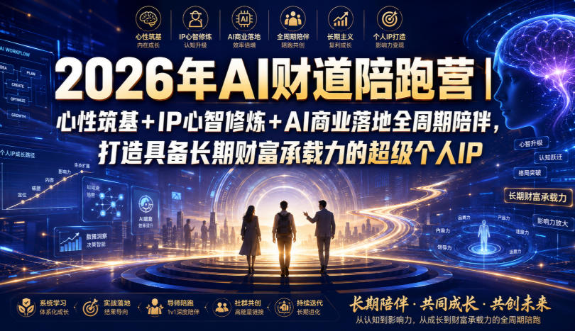 2026年AI财道陪跑营|心性筑基+IP心智修炼+AI商业落地全周期陪伴,打造具备长期财富承载力的超级个人IP-泱泱学习社