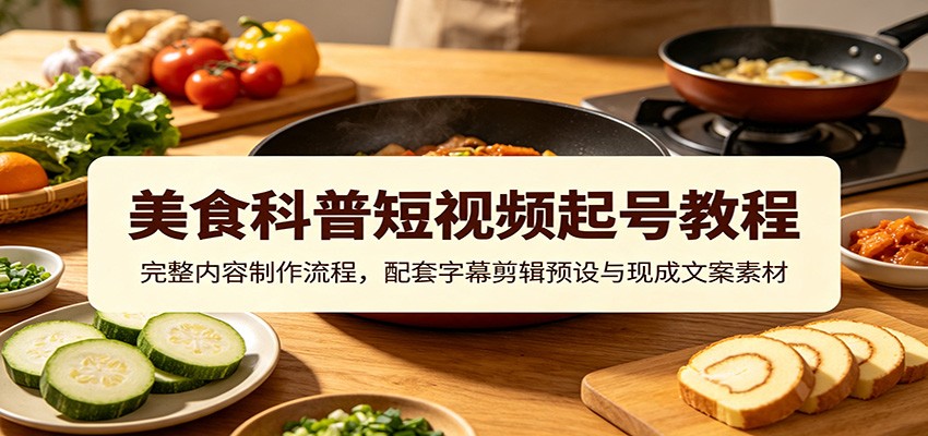 美食科普短视频起号教程:完整内容制作流程,配套字幕剪辑预设与现成文案素材-泱泱学习社