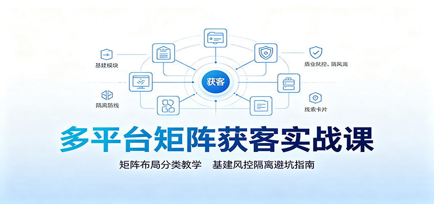 多平台矩阵获客实战课:矩阵布局分类教学,基建风控隔离避坑指南-泱泱学习社