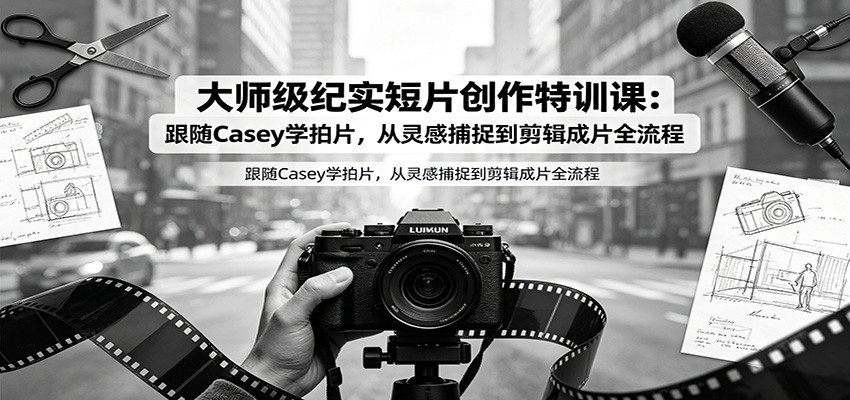 大师级纪实短片创作特训课:跟随Casey学拍片,从灵感捕捉到剪辑成片全流程-泱泱学习社
