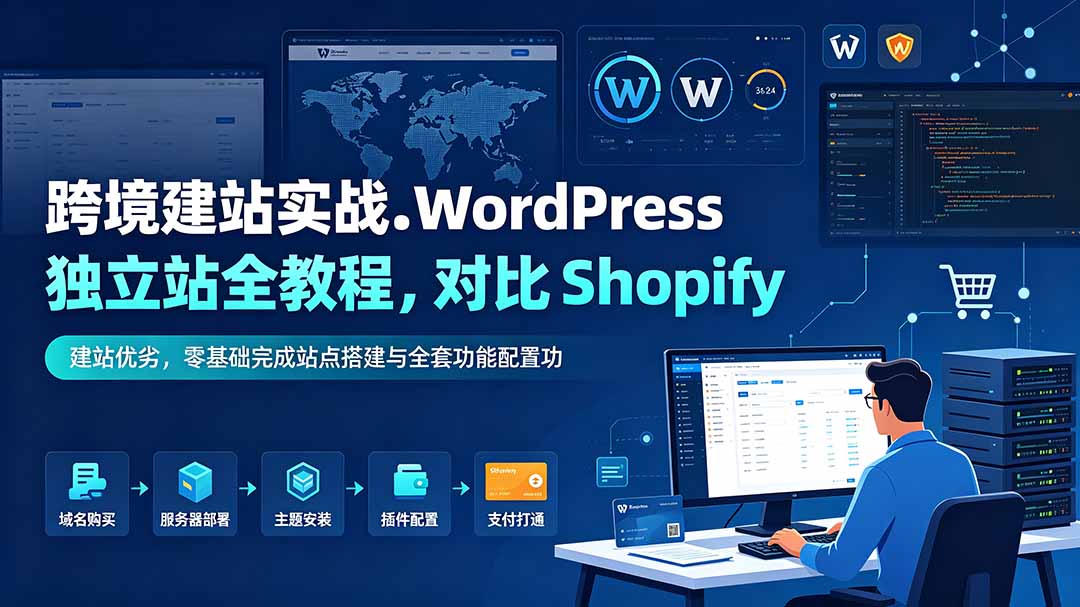 跨境建站实战:WordPress 独立站全教程,对比 Shopify 建站优劣,零基础完成站点搭建与全套功能配置-泱泱学习社