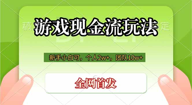 游戏现金流玩法，个人2w+，团队10w+，自己做老板-泱泱学习社