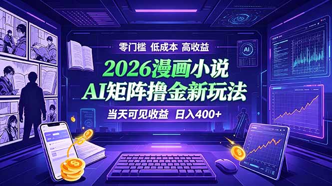 爆款小说漫画大阅读    ai矩阵操作    当天可见收益  日入400+    零门槛    高收益-泱泱学习社