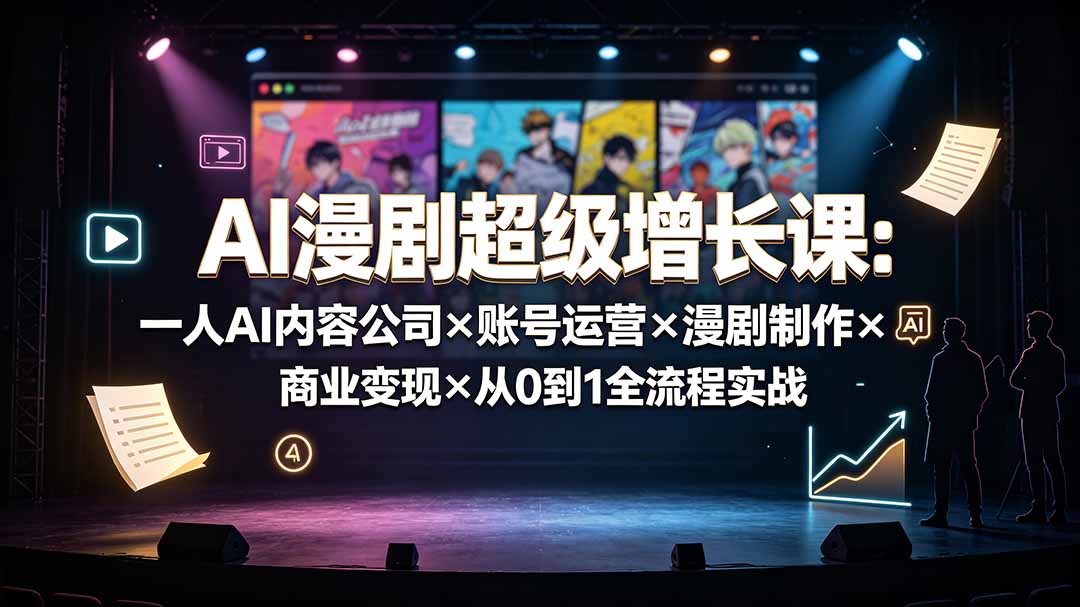 AI漫剧超级增长课:一人AI内容公司×账号运营×漫剧制作×商业变现×从0到1全流程实战-泱泱学习社