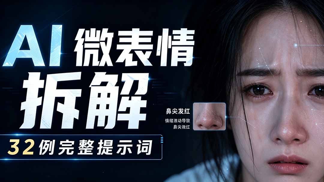 AI微表情拆解提示词合集，精准调控AI角色表情，告别塑料感、AI面瘫脸。-泱泱学习社