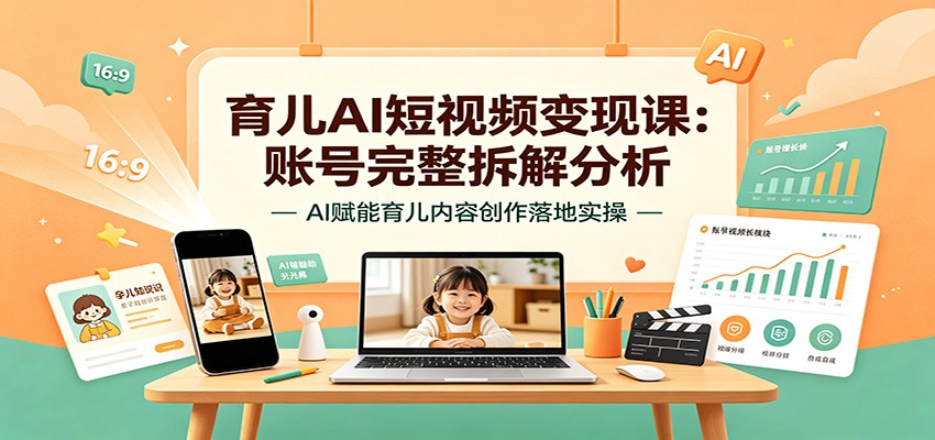 育儿AI短视频变现课:账号完整拆解分析,AI赋能育儿内容创作落地实操-泱泱学习社