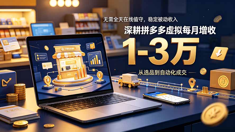 无需全天在线值守,稳定被动收入,深耕拼多多虚拟每月增收 1-3 万-泱泱学习社