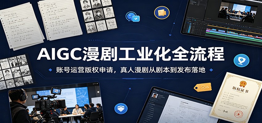 AIGC漫剧工业化全流程:账号运营版权申请,真人漫剧从剧本到发布落地-泱泱学习社