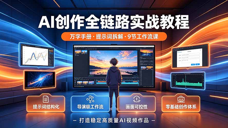 AI创作全链路实战教程｜万字手册·提示词拆解·9节工作流课，打造稳定高质量AI视频作品-泱泱学习社
