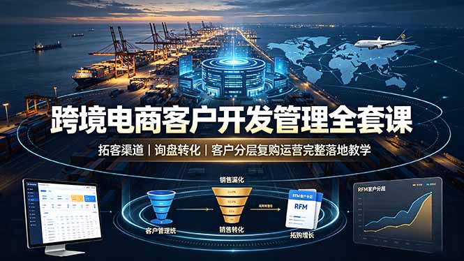 跨境电商客户开发管理全套课·拓客渠道|询盘转化|客户分层复购运营完整落地教学-泱泱学习社
