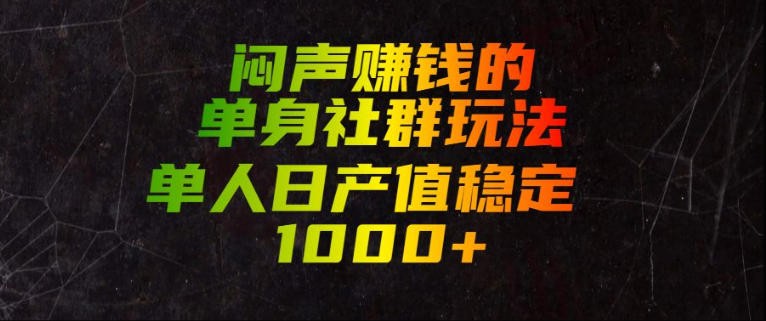 闷声賺钱的单身社群玩法，单人日产值稳定1000+【揭秘】-泱泱学习社