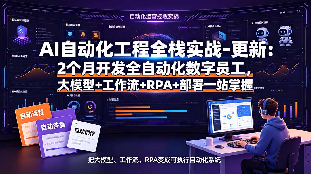 AI自动化工程全栈实战-更新:2个月开发全自动化数字员工,大模型+工作流+RPA+部署一站式掌握-泱泱学习社