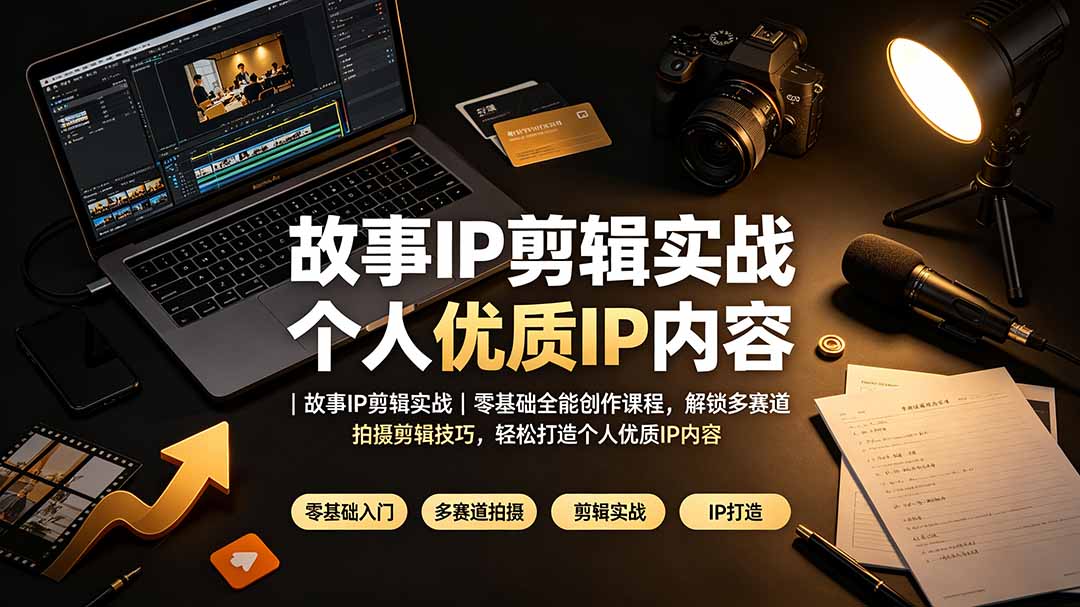 故事IP剪辑实战|零基础全能创作课程,解锁多赛道拍摄剪辑技巧,轻松打造个人优质IP内容-泱泱学习社