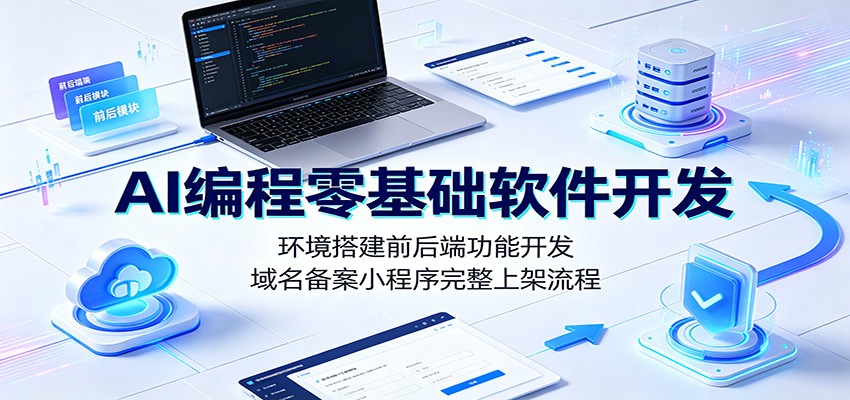 AI编程零基础软件开发:环境搭建前后端功能开发,域名备案小程序完整上架流程-泱泱学习社
