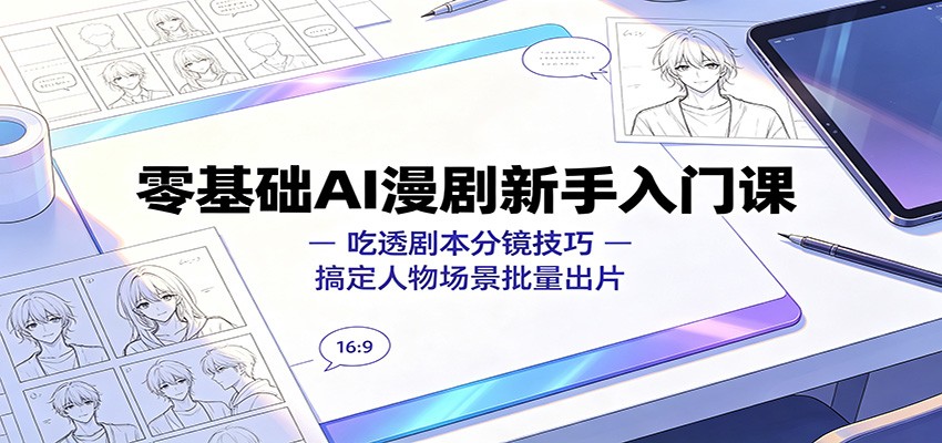 零基础AI漫剧新手入门课:吃透剧本分镜技巧,搞定人物场景批量出片-泱泱学习社