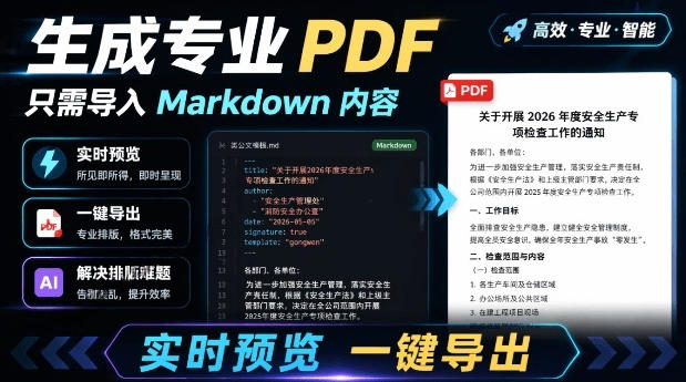 只需导入Markdown内容,实时预览一键导出专业PDF!轻松解决AI生成内容排版问题Presto-泱泱学习社
