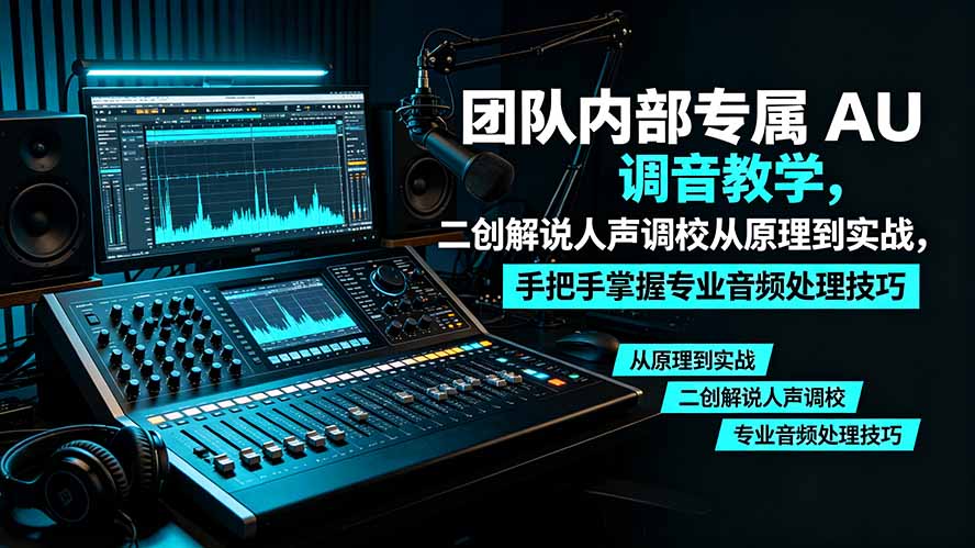 某大佬团队内部专属 AU 调音教学，二创解说人声调校从原理到实战，手把手掌握专业音频处理技巧-泱泱学习社
