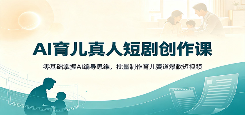AI育儿真人短剧创作课:零基础掌握AI编导思维,批量制作育儿赛道爆款短视频-泱泱学习社