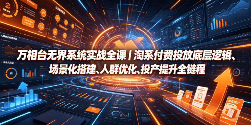 万相台无界系统实战全课|淘系付费投放底层逻辑、场景化搭建、人群优化、投产提升全链路运营教程-泱泱学习社