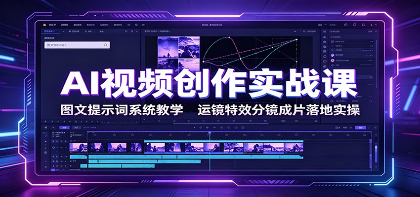 AI视频创作实战课:图文提示词系统教学,运镜特效分镜成片落地实操-泱泱学习社