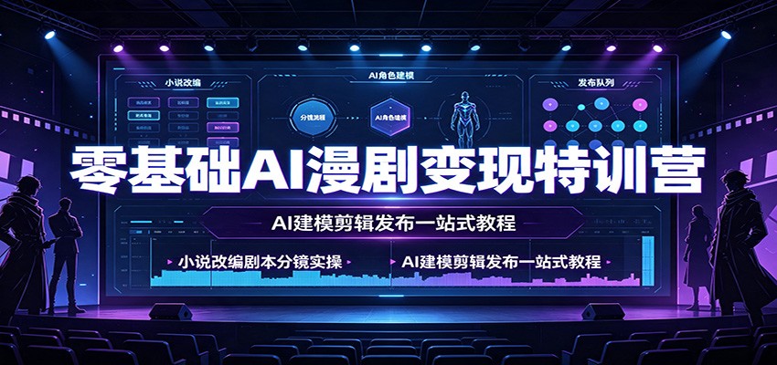 零基础AI漫剧变现特训营:小说改编剧本分镜实操,AI建模剪辑发布一站式教程-泱泱学习社