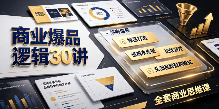 商业爆品逻辑30讲｜拆解各行各业头部品牌盈利模式，吃透爆品打造、低成本传播、长效变现全套商业思维课-泱泱学习社