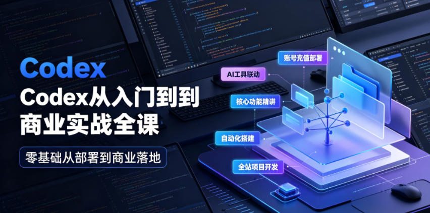 Codex从入门到商业实战全课|账号充值部署、AI工具联动、核心功能精讲、自动化搭建、全站项目开发零基础教程-泱泱学习社