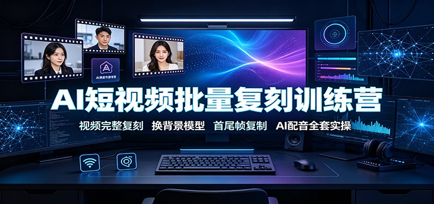 AI短视频批量复刻训练营:视频完整复刻,换背景模型、首尾帧复制、AI配音全套实操-泱泱学习社