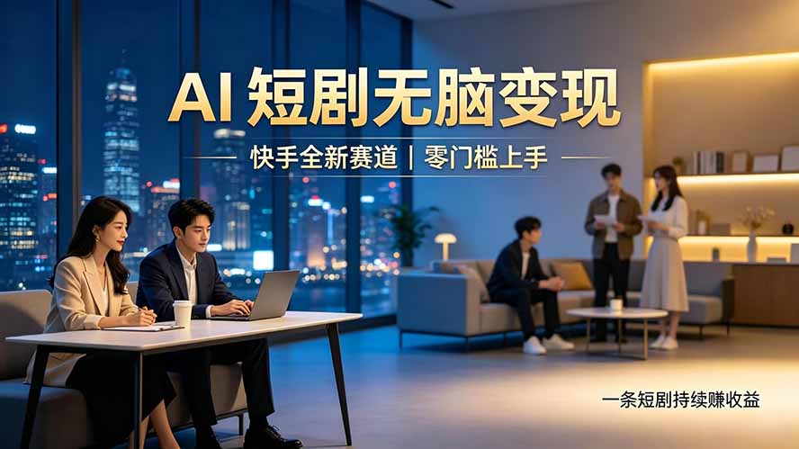 别乱找副业了，快手 AI 短剧零门槛长久被动增收-泱泱学习社