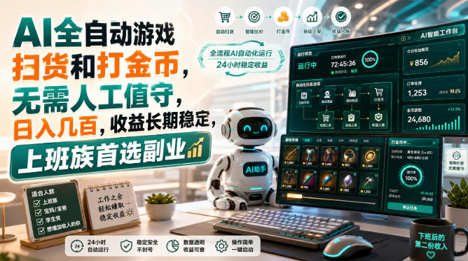 AI全自动游戏皮肤扫货和打金币，日入几百，内部方法大揭秘，0门槛！-泱泱学习社