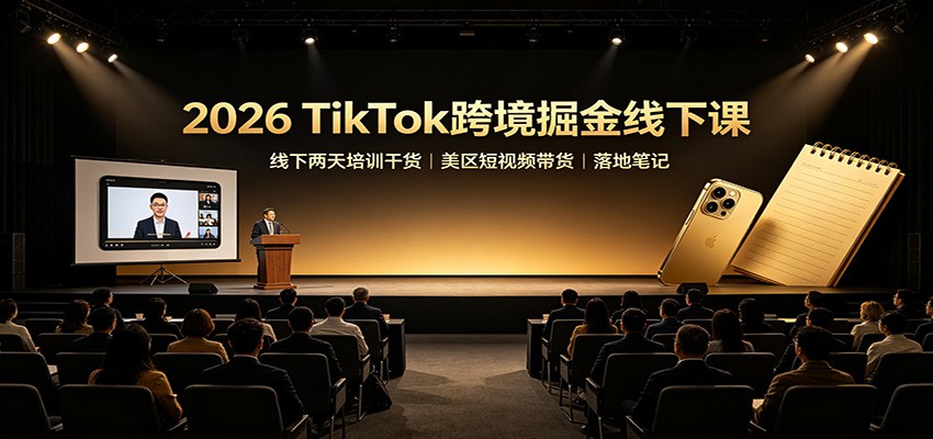 2026 TikTok跨境掘金线下课:线下两天培训干货,美区短视频带货落地笔记-泱泱学习社