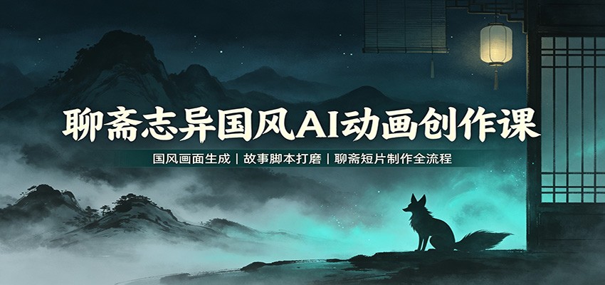 聊斋志异国风AI动画创作课:国风画面生成,故事脚本打磨,聊斋短片制作全流程-泱泱学习社
