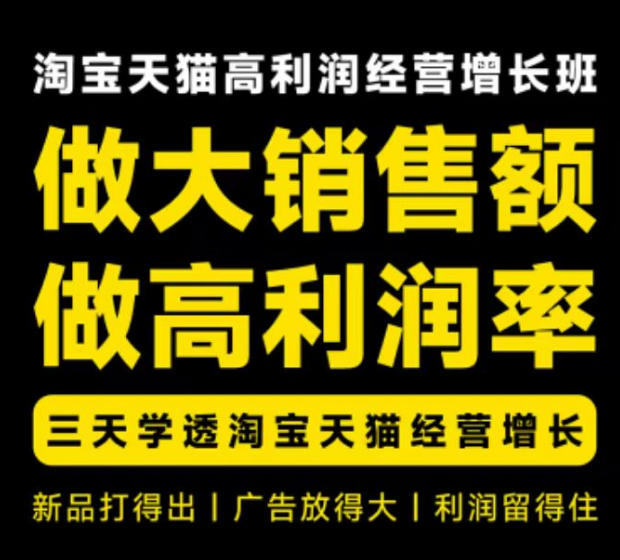 天猫淘宝高利润经营增长班杭州线下课31期8月22-24日,做大销售额做高利润率,三天学透淘宝天猫经营增长-泱泱学习社