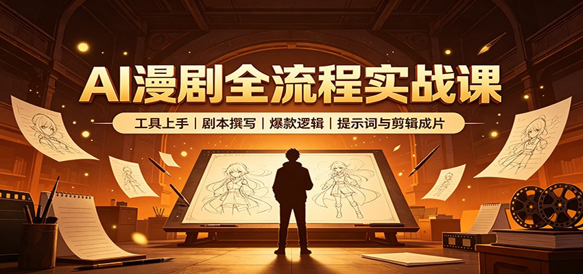 AI漫剧全流程实战课：工具上手、剧本撰写、爆款逻辑、提示词与剪辑成片-泱泱学习社