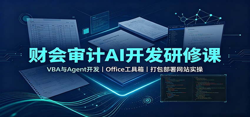财会审计AI开发研修课:VBA与Agent开发,Office工具箱,打包部署网站实操-泱泱学习社