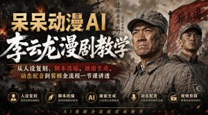 呆呆动漫AI李云龙漫剧教学,从人设复刻、脚本改编、画面生成、动态配音到剪辑全流程一节课讲透-泱泱学习社
